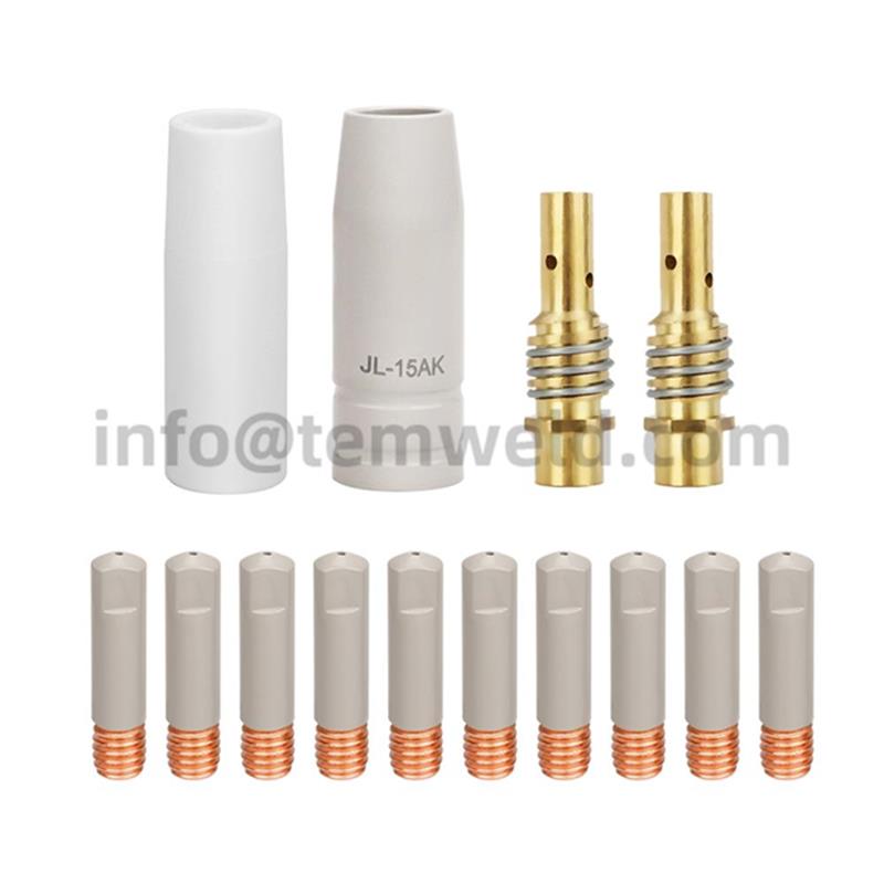 14pcs 15Ak MB15ak Mig Coated Anti-Spill Welding Nozzle European Airless Welder Accessories Ceramic Protective Cover Nozzle Set